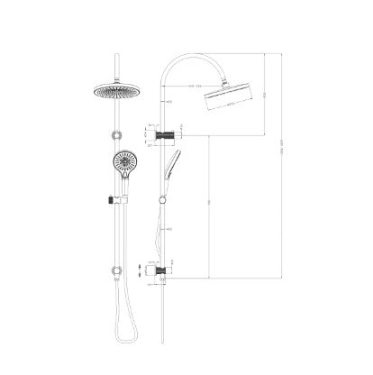 Mica Gooseneck Dual Shower Rail - French Gold