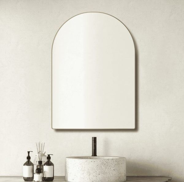 Arch 750 Brushed Brass Framed Mirror