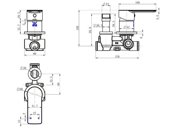Nova II Shower Mixer With Diverter Brushed Nickel