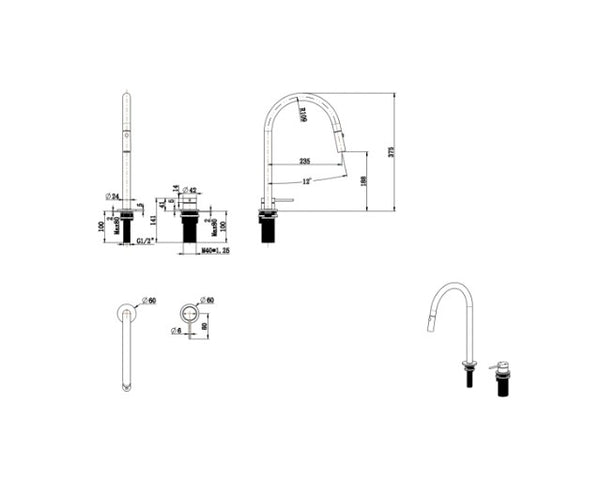 Mica Pull-Out Hob Mixer Set ( 6 Colours)