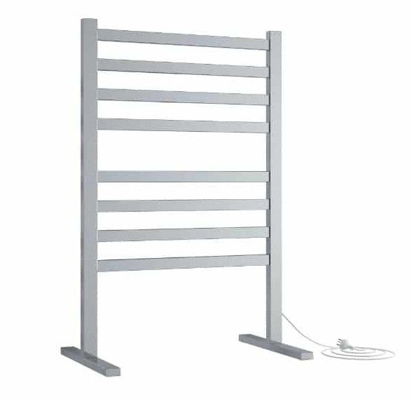 Straight Flat Free-Standing Polished Heated Towel Rail