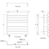 Mirage 8 Bar 750mmx700mm Wide Heated Towel Rail