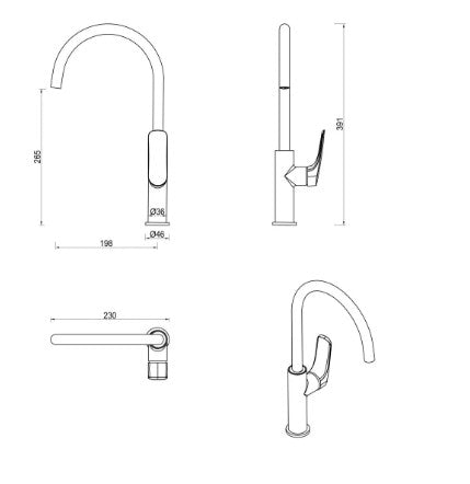 Kaza Sink Mixer -5 Colours