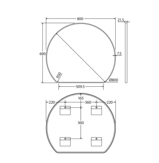 Sunrise Matte Black Round Framed Mirror