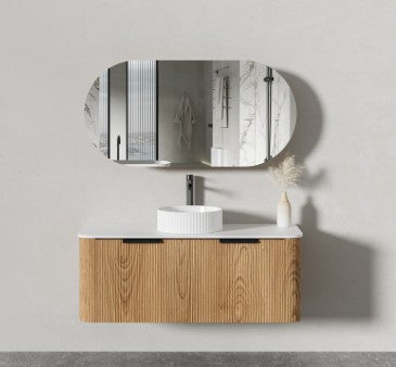 Olivia Timber 900-1500mm curved Wall Hung Vanity
