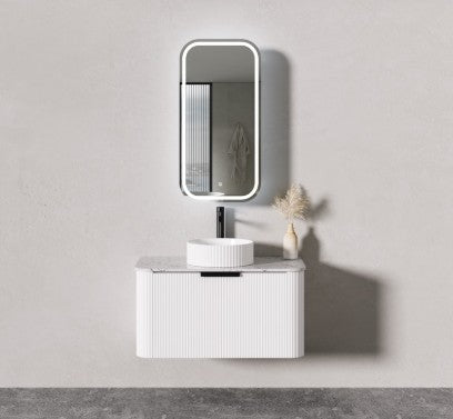 Olivia White 900-1500mm curved Wall Hung Vanity