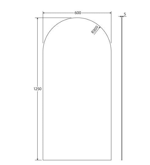 Arch Mirror, 600 x 1250mm