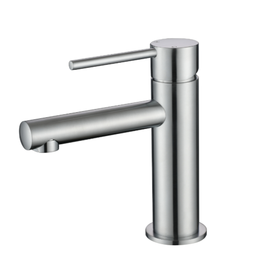 Round Mini  Short Basin mixer - Brushed Chrome