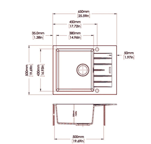 White 650 Single Bowl Granite Sink