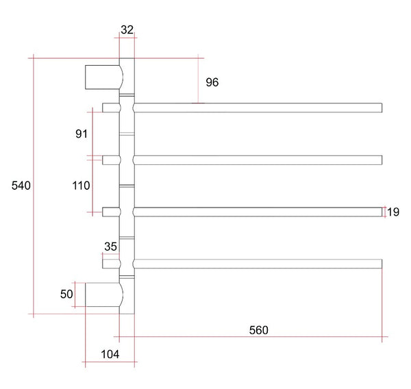 Swivel Heated Towel Rails - 3 Colours