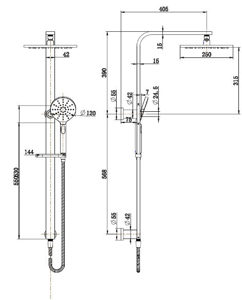 Nova Shower Column Set - Champagne