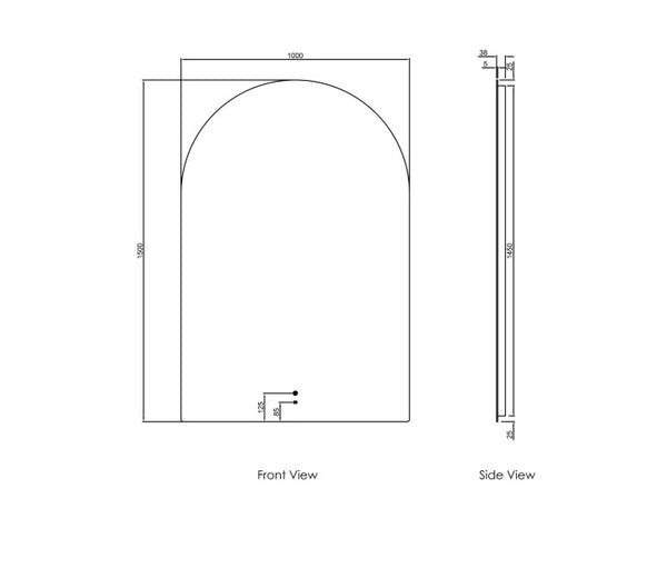 Arch 1000mm W x 1500mm H Frameless LED Mirror