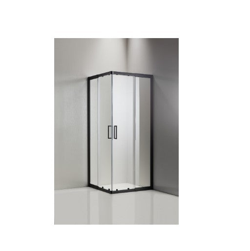 Athena Black Corner Entry Sliding Chrome Semi Frameless Showerscreen