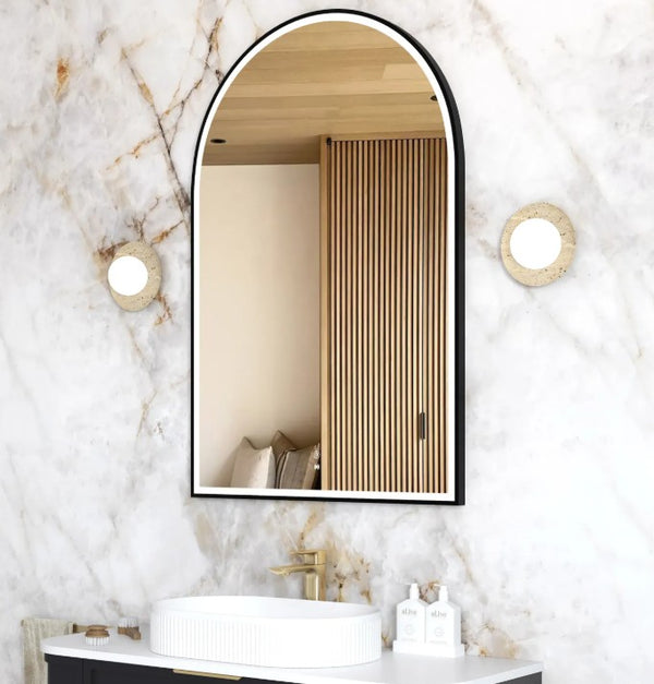 Arch 1200(H)x800(W) Black Metal Frame LED Mirror