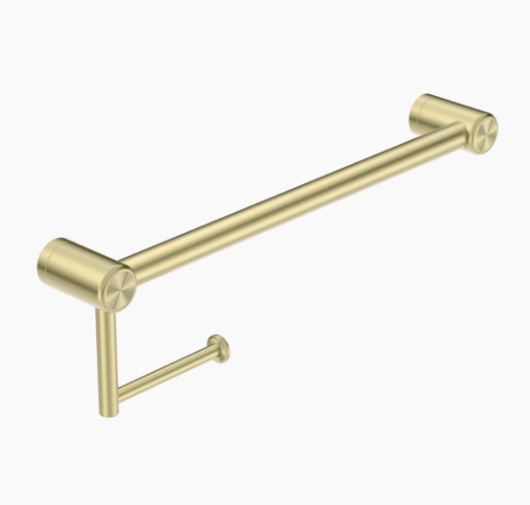MECCA Care Brushed Brass 25mm Toilet Roll Rail 300/450mm