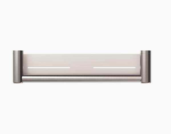 MECCA Care Brushed Nickel Grab rail With Shelf 300/450mm