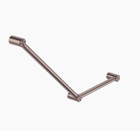 MECCA Care 750x450mm Brushed Bronze Ambulant Toilet Grab Rail 45 Degree 32mm