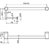 MECCA Care Chrome 25mm Toilet Roll Rail 300/450mm