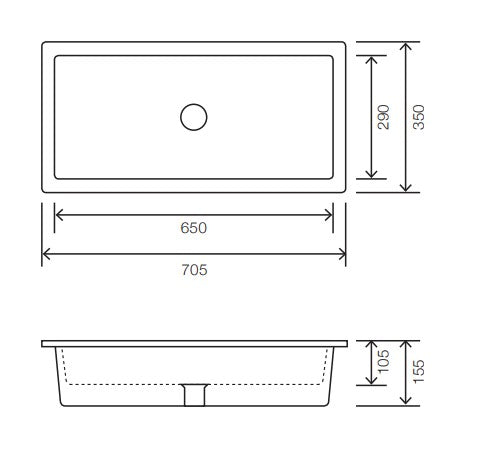 Ku* 705 x 350 Under Counter Basin