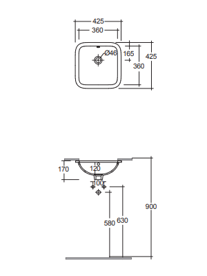 Lexar 425 x 425 Undermount Basin