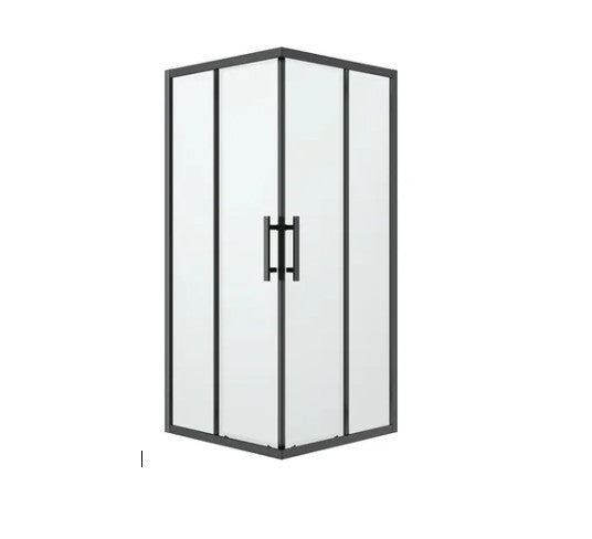 Louve Corner Sliding Shower Screen- Matte Black