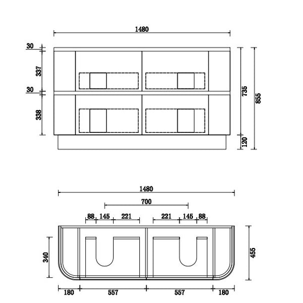 Mabel 900mm-1500mm Redwood Floorstanding Vanity