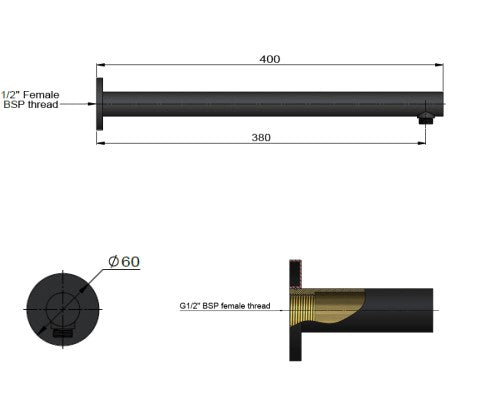 Meir 400mm Shower Wall Arm Shadow