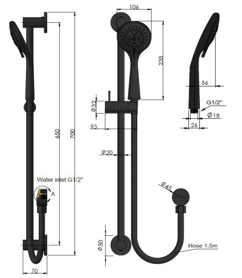 Meir Round Shower Rail