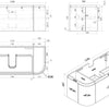 Milan 900-1500mm Curved Vanity