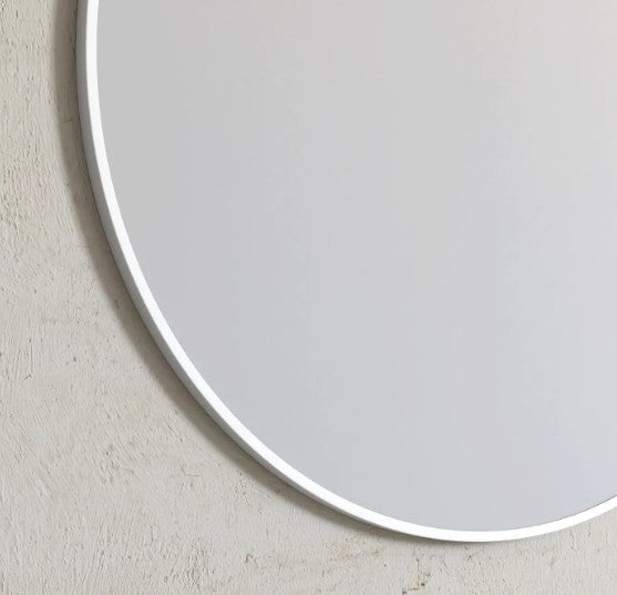Round 700mm Matte White Framed Mirror