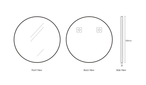 Round 700mm Matte White Framed Mirror