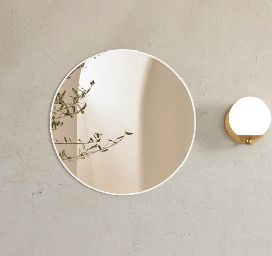 Round 700mm Matte White Framed Mirror
