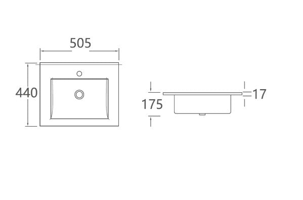 Rectanglo 505 Semi - Insert Basin