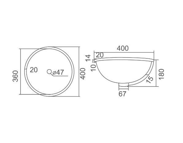 Roma 400mm Round Undermount Basin