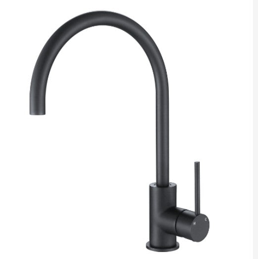 Round Mini Gooseneck Sink Mixer- Gun Metal