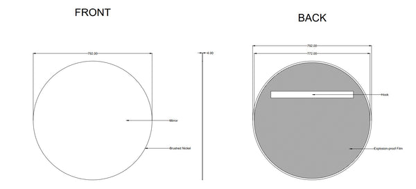 600/ 800mm Round Brushed Nickel Framed Mirror (Copy)