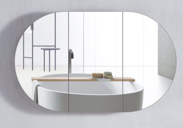 Chloe Curved Matte White Mirror Cabinet 900-1500mm