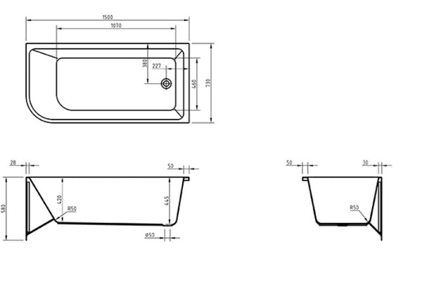 Tanya Matte White Corner Bath 1500-1700