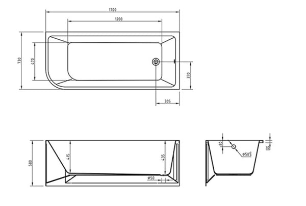 Tanya Matte White Corner Bath 1500-1700