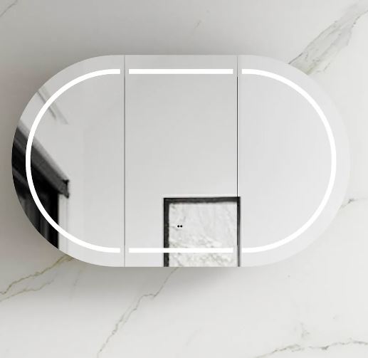 Chloe Matte White Curved 1200 LED Mirror Cabinet