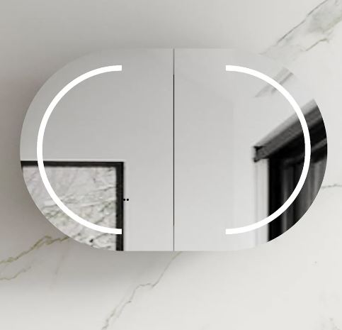 Chloe Matte White Curved 900 LED Mirror Cabinet