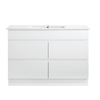 Caleb 1200mm Matte White 4 drawers Floorstanding Vanity