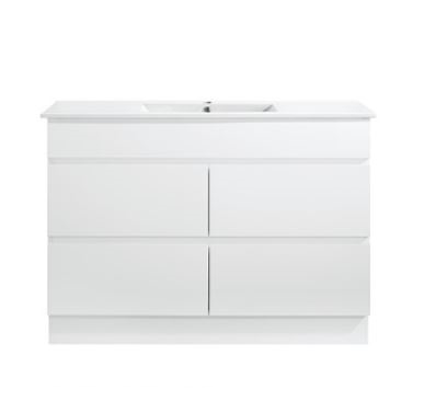 Caleb 1200mm Matte White 4 drawers Floorstanding Vanity