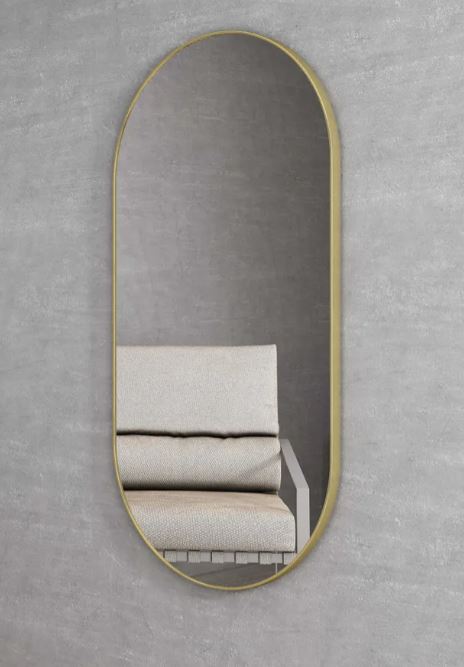 Oval 600 x 1200 Brushed Gold Mirror
