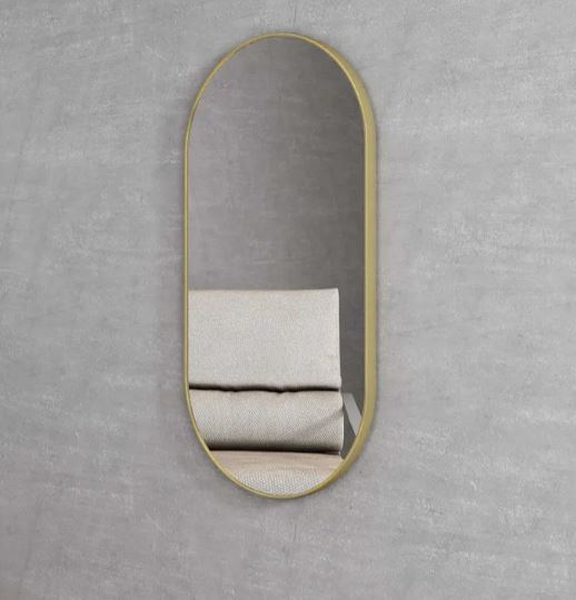 Oval 450 x 900 Brushed Gold Framed Mirror