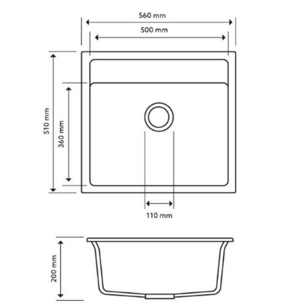 White 560 Single Bowl Granite Sink - Bayside Bathroom
