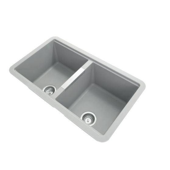 Concrete Grey 824 Double Bowl Granite Sink - Bayside Bathroom