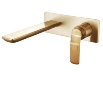Synergii Wall Mount Basin Mixer - Brushed Brass