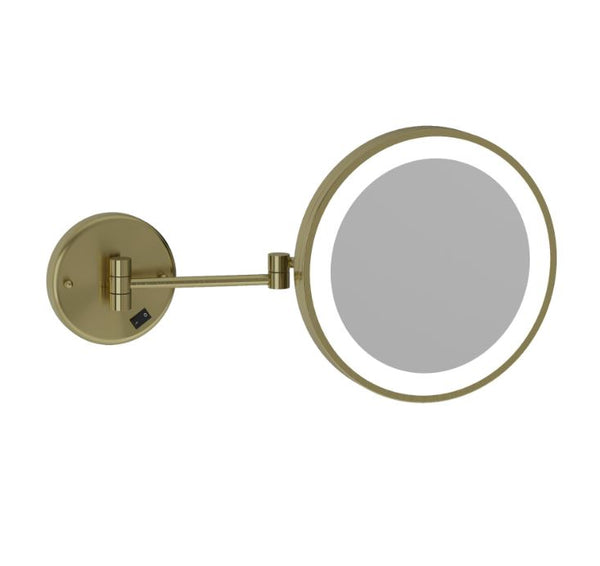 Brushed Brass Wall Mounted Magnifying Mirror
