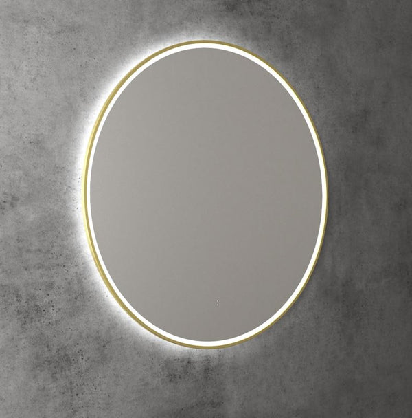 Round 900mm Brushed Gold Framed LED Mirror
